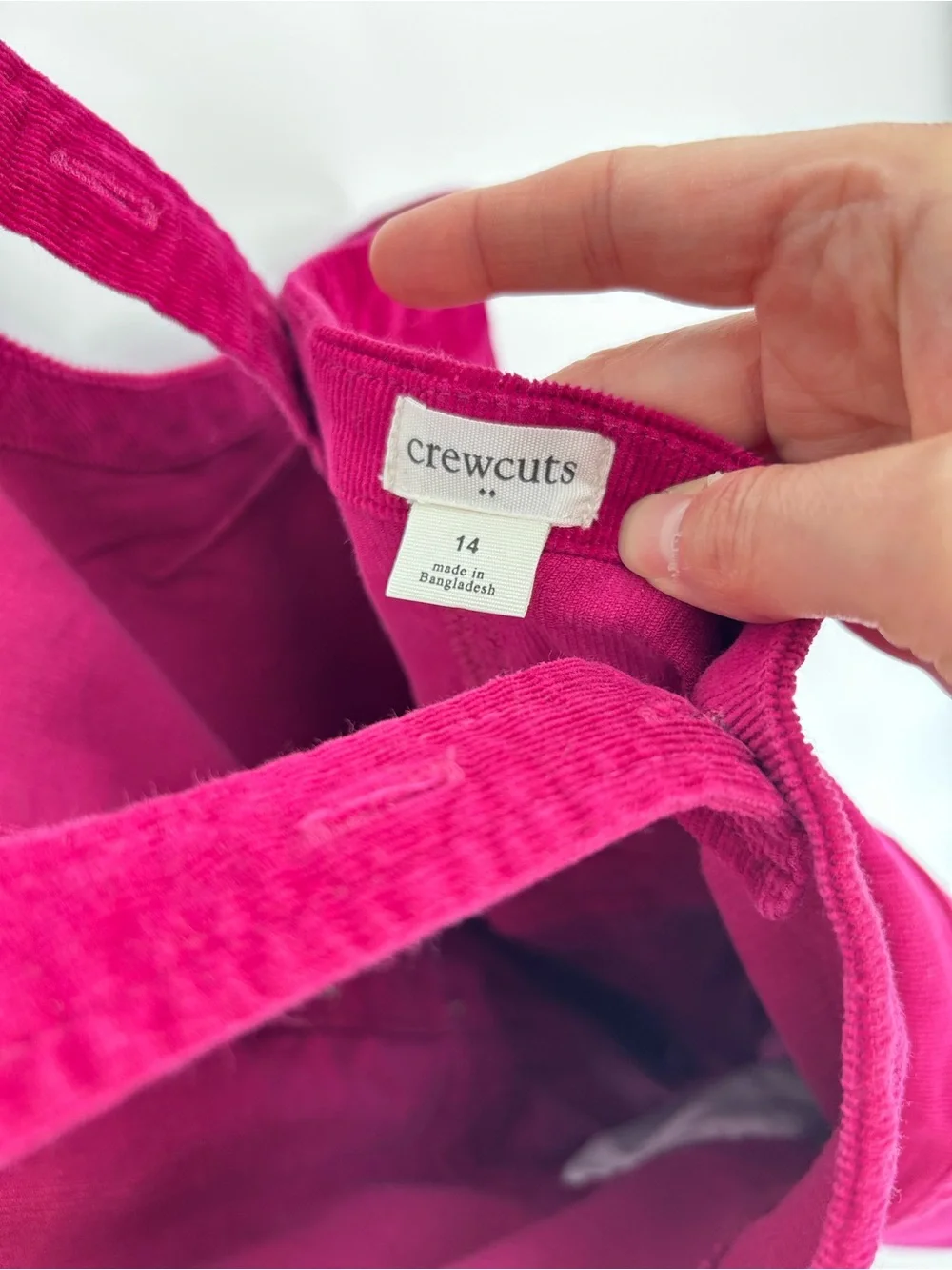 Crewcuts by J.Crew Girls' Fuchsia Corduroy Jumper Pinafore Dress - Size 14